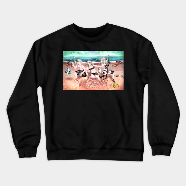 Nier Automata Beach Party Crewneck Sweatshirt by Arcanekeyblade5